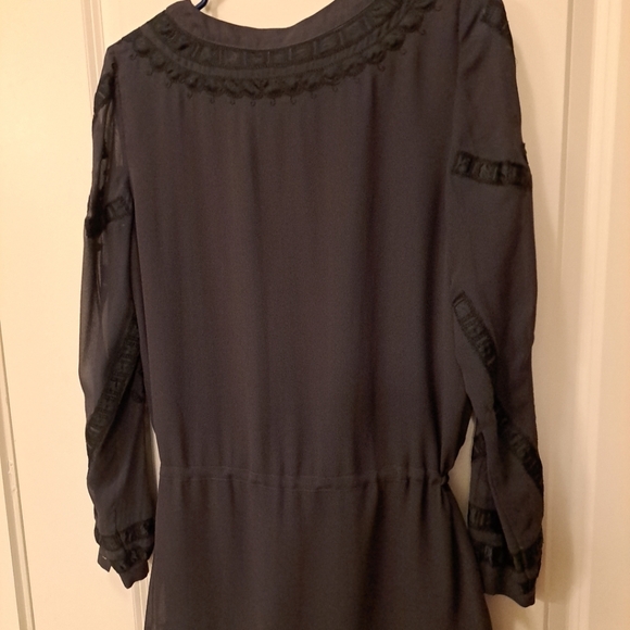 Antik Batik Tunic Womens Size XS Silk Black EUC Drawstring Waistband - Picture 7 of 8